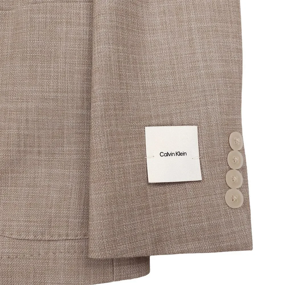 Calvin Klein Mens Slim Fit Sport Coat Blazer 34S Tan Solid Stretch NWT